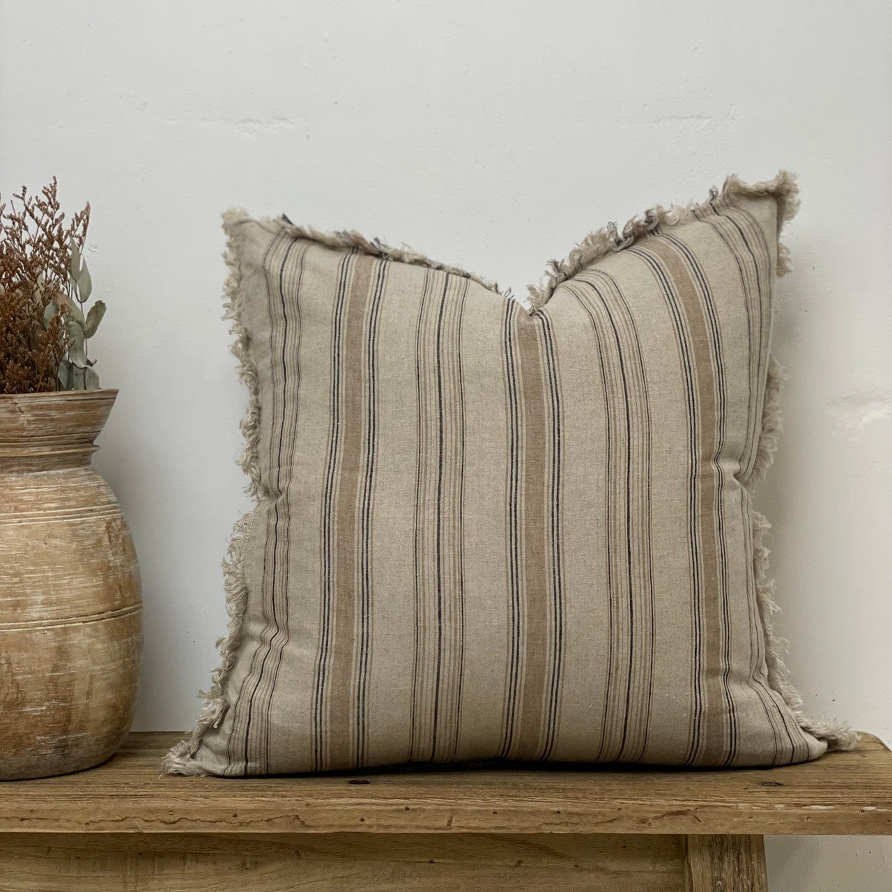 ERIKA CUSHION COVER WITH SEPIA STRIPE