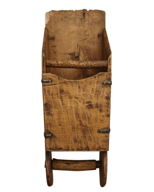 Presenting the Hawthorne RICE MEASUREMENT SCOOP: a charming kitchen tool with an aged wooden finish. Its graceful, classic design embodies traditional craftsmanship, showcasing high quality and a handcrafted aesthetic with curved lines and simplicity reminiscent of vintage styles.