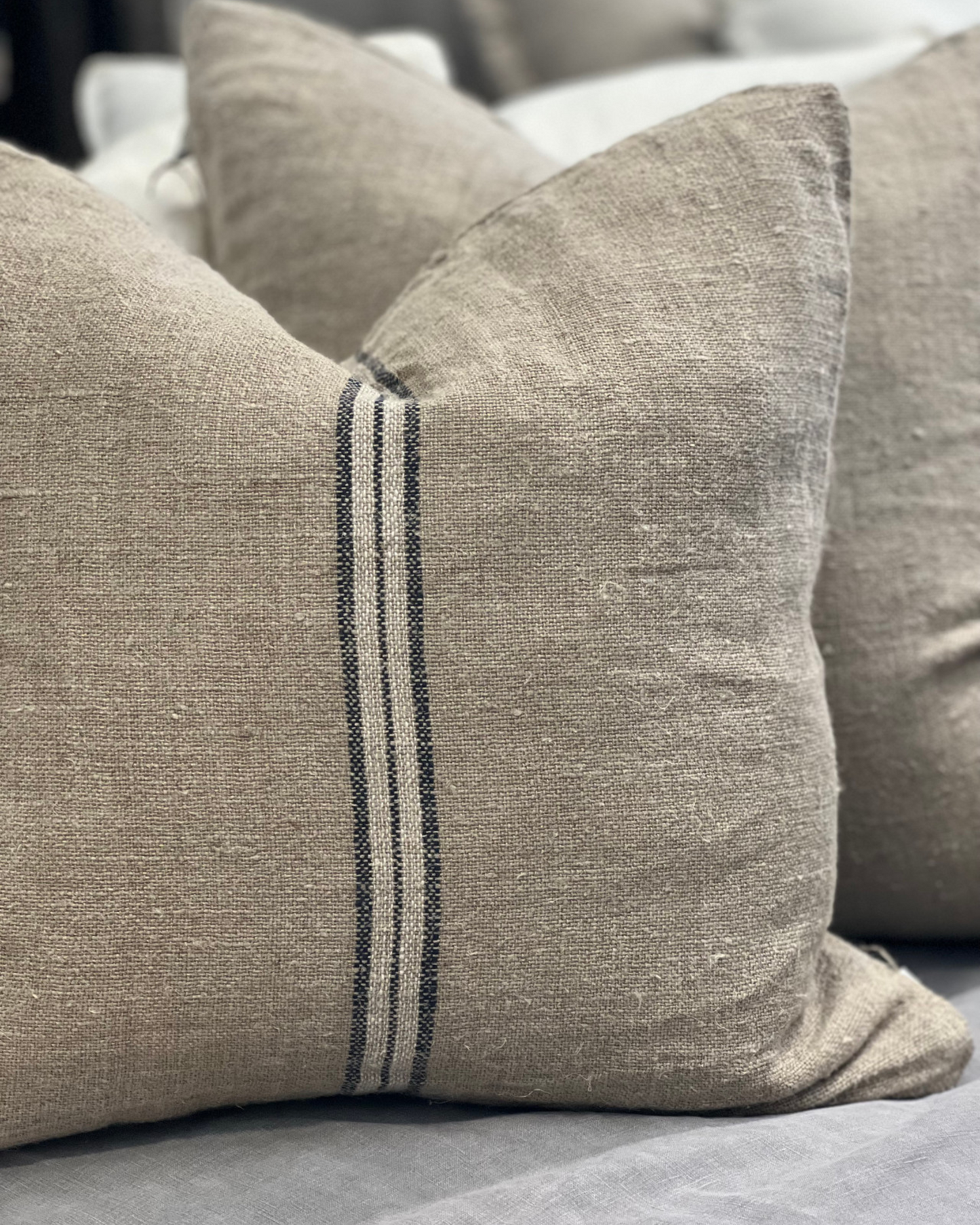 ANGASTON BLUE STRIPE HANDLOOMED CUSHION COVER