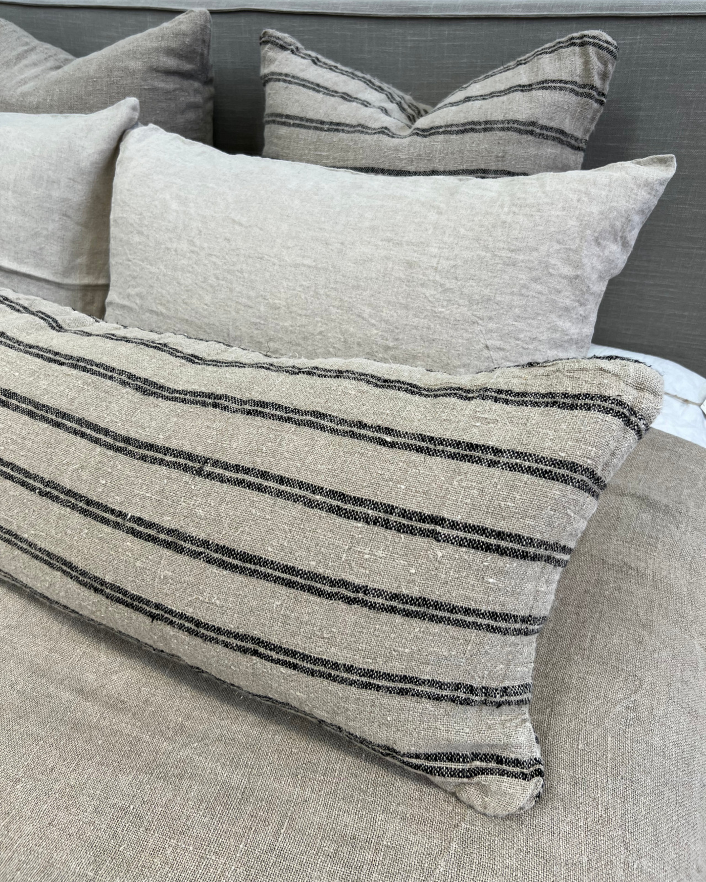 Angaston Handloomed Cushion with Black Stripe