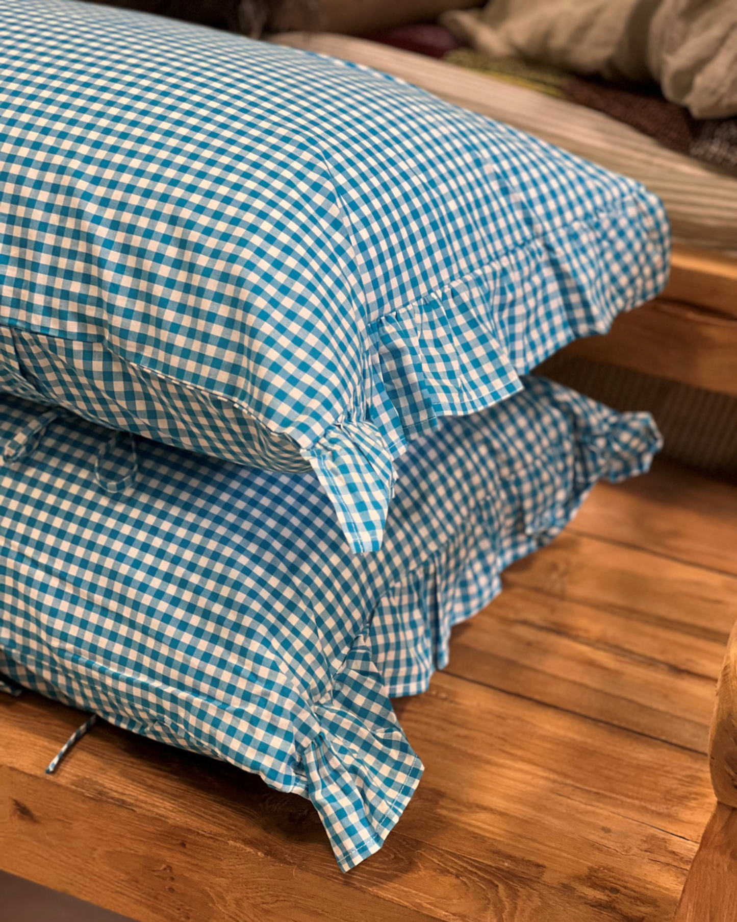 CHECK FRILL PILLOWCASE SET