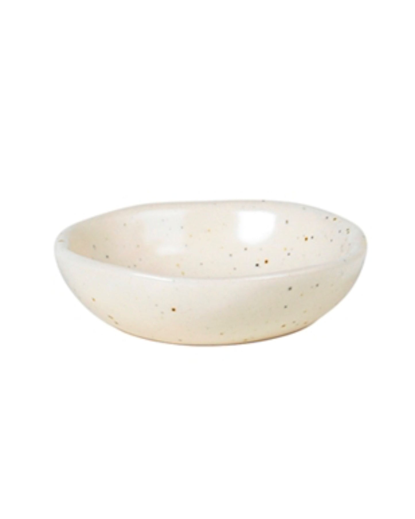 The BUTTER BOWL by Broste is a round, cream-colored ceramic bowl with a speckled pattern that exudes Scandinavian elegance on a plain white background.