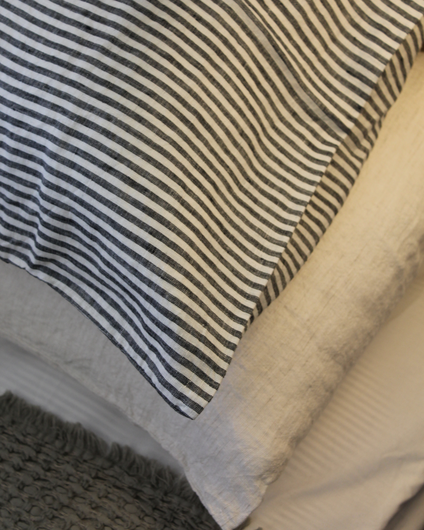 LE LIN DARK CHARCOAL STRIPE STANDARD PILLOW CASES