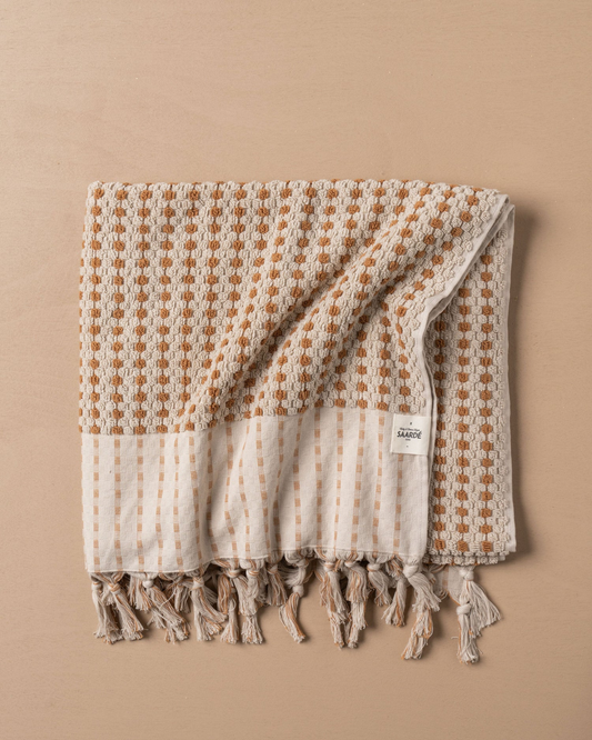 CHICKPEA BATH SHEET - STONE/TERRACOTTA