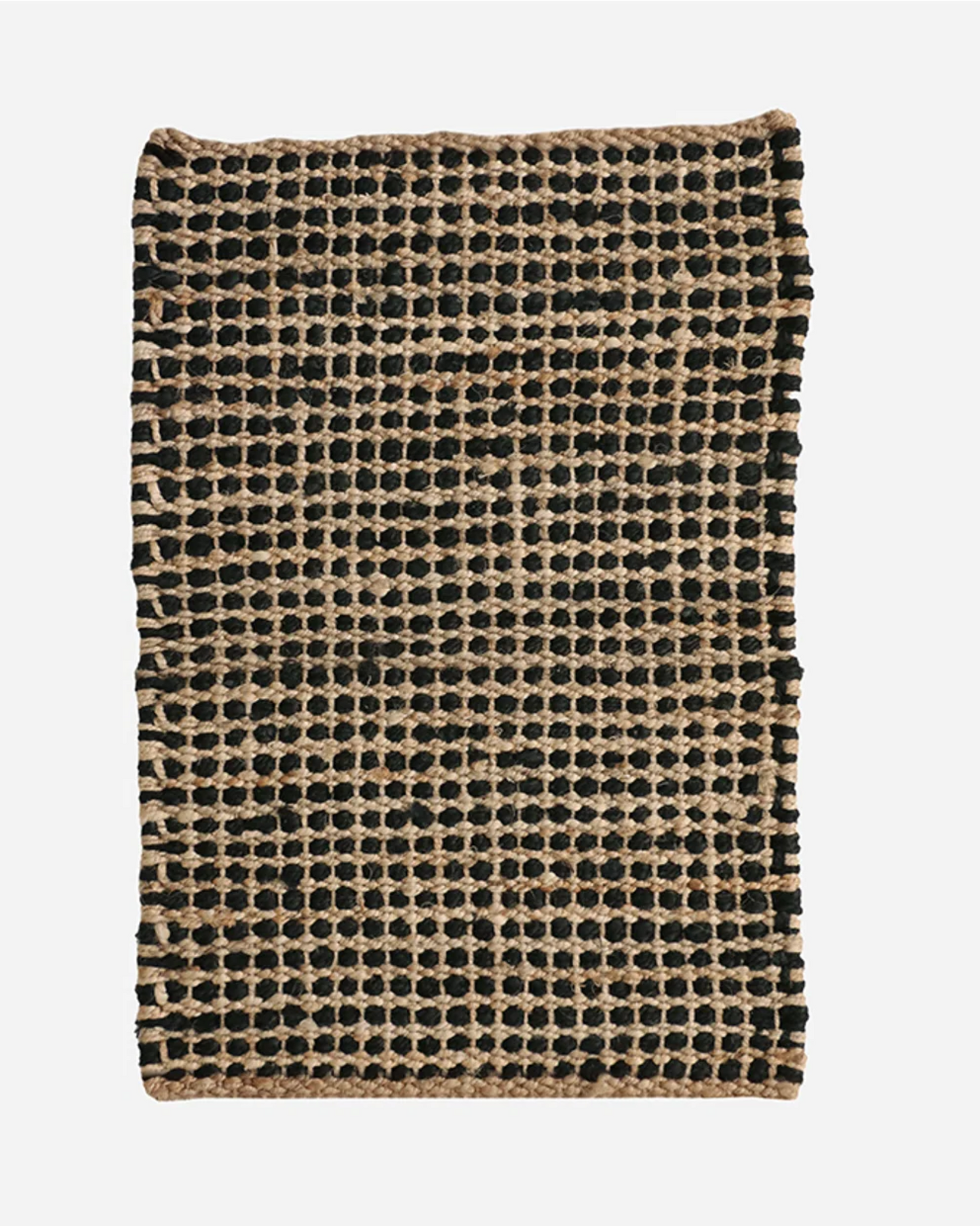 100% JUTE DOOR MAT WITH WAFFLE WEAVE IN BLACK AND NATURAL