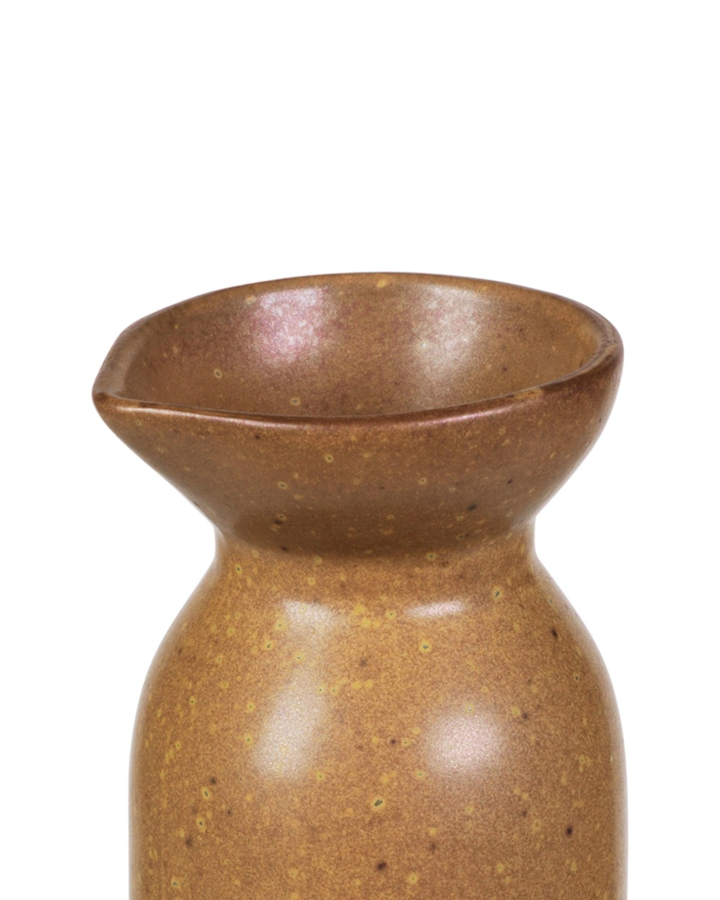 This close-up of the ELI JUG by Broste reveals a brown ceramic piece that exudes modern elegance with its wide spout and tapered neck. The speckled texture highlights its handcrafted charm, and the matte finish adds an element of sophistication.