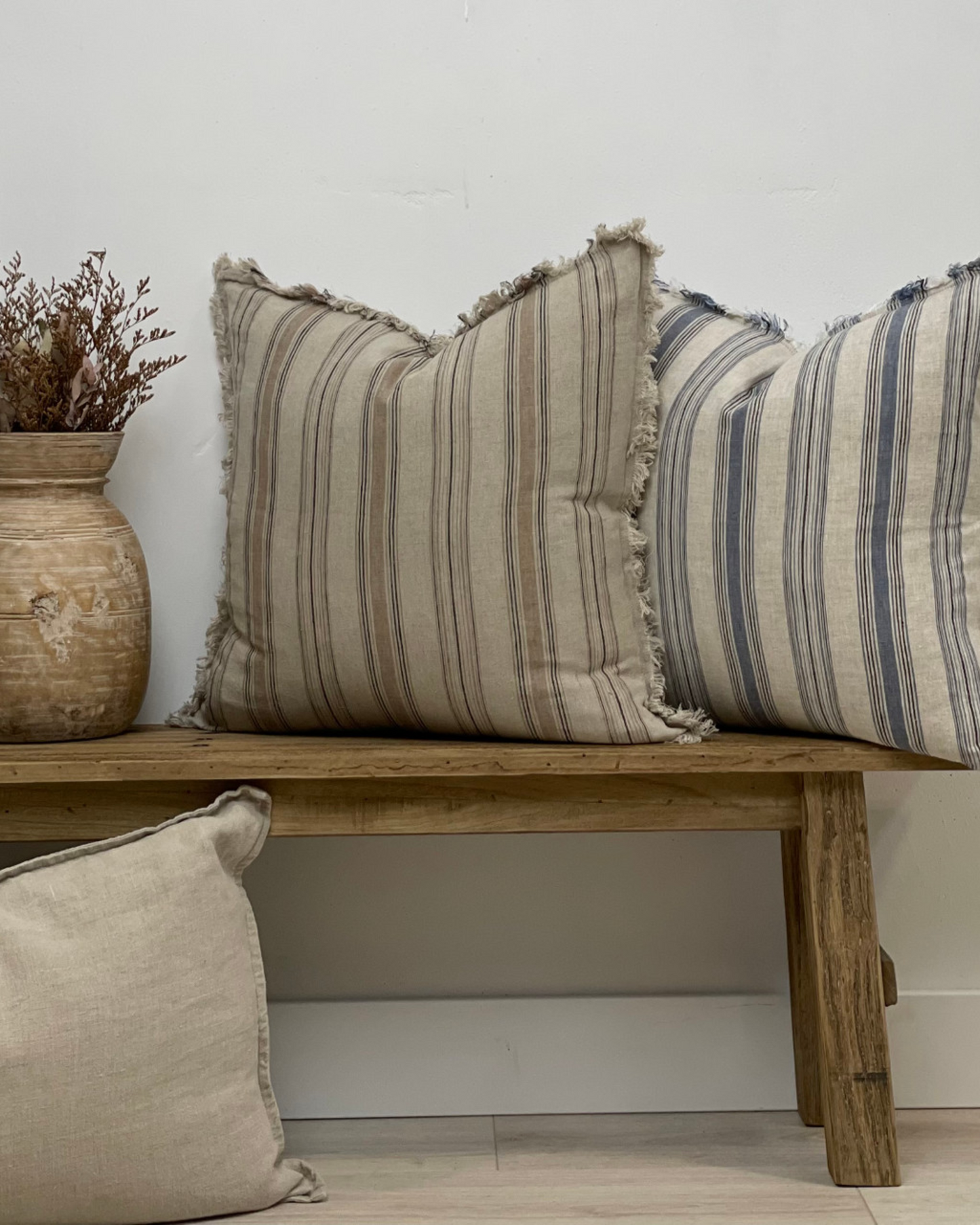 ERIKA CUSHION COVER WITH SEPIA STRIPE