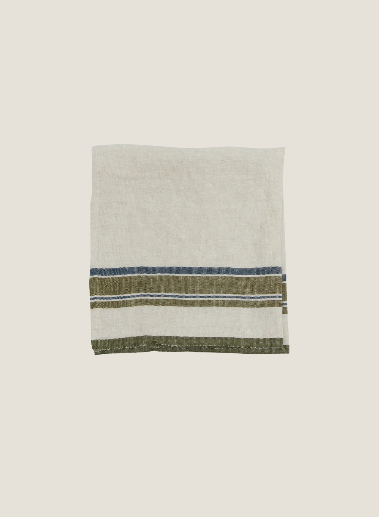 GREEN SELVEDGE STRIPE LINEN NAPKIN