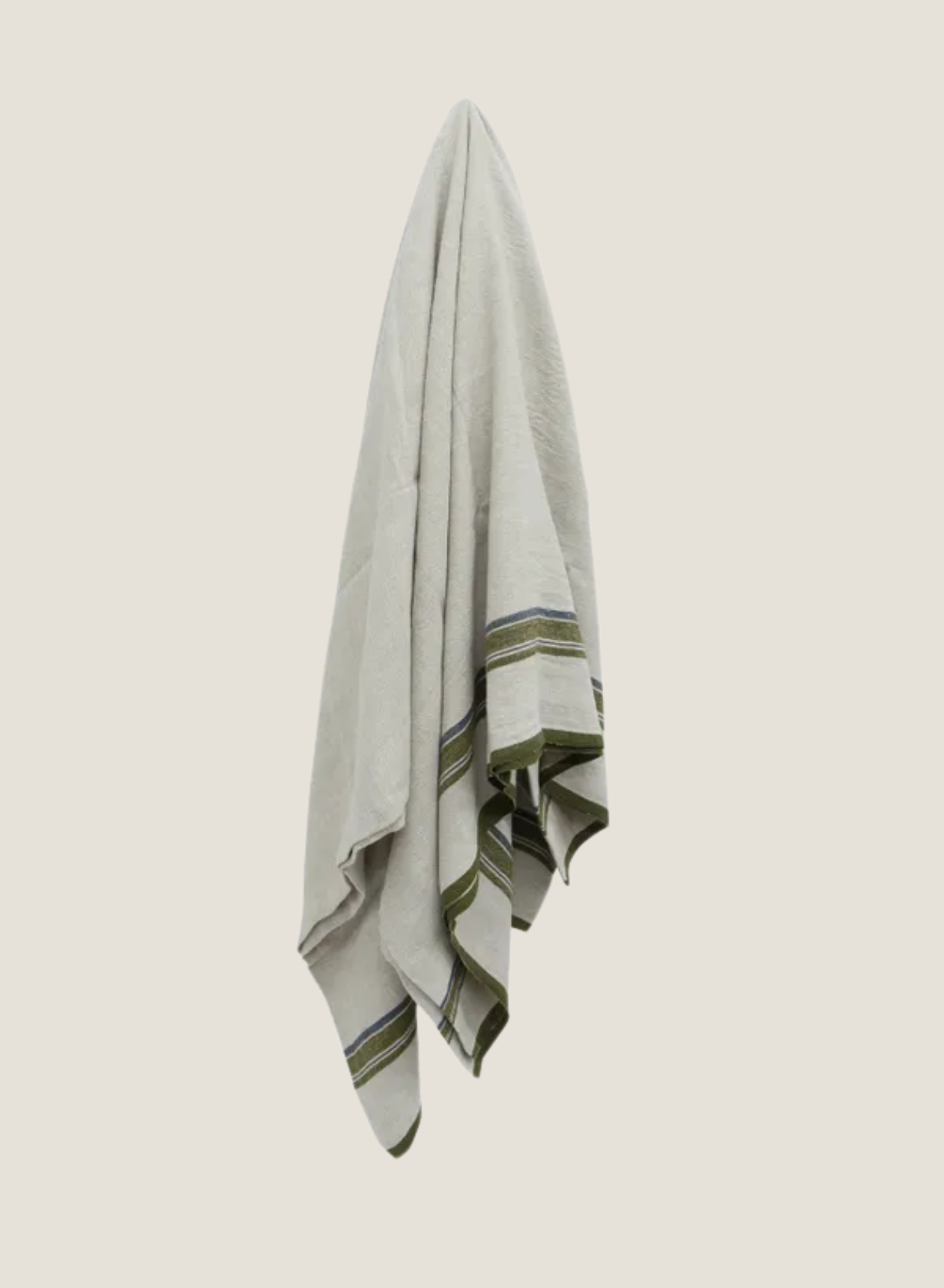 GREEN SELVEDGE STRIPE LINEN TABLECLOTH