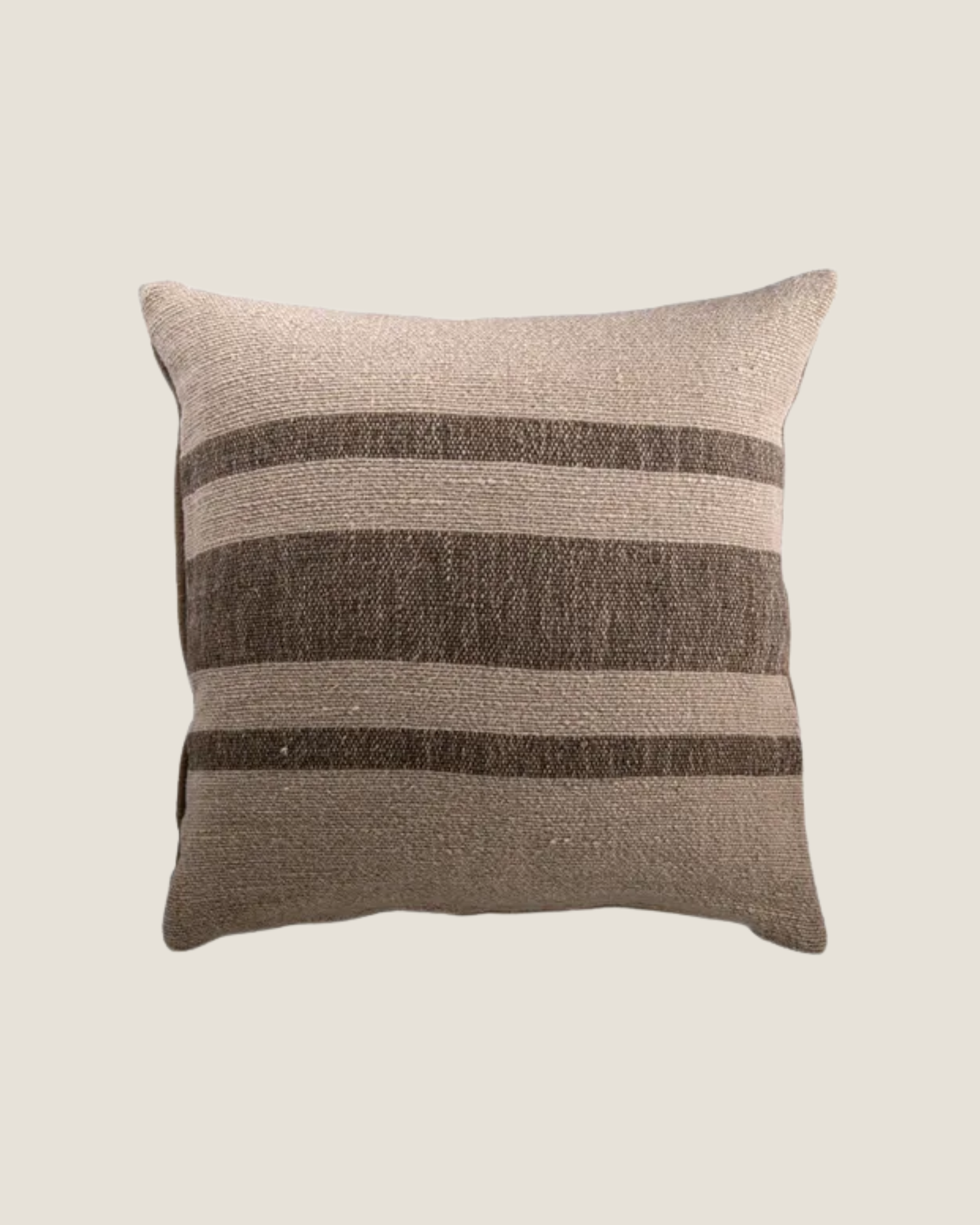 HEAVY LINEN STRIPE CUSHION COVER - OLIVE