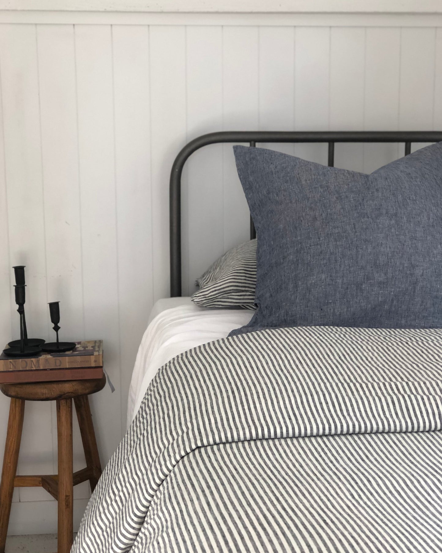 LE LIN CHARCOAL STRIPES DUVET