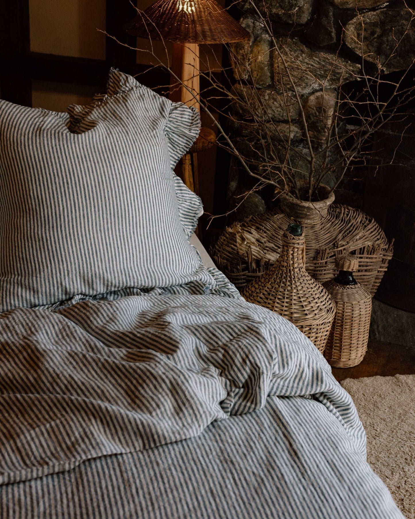 LE LIN CHARCOAL STRIPES DUVET