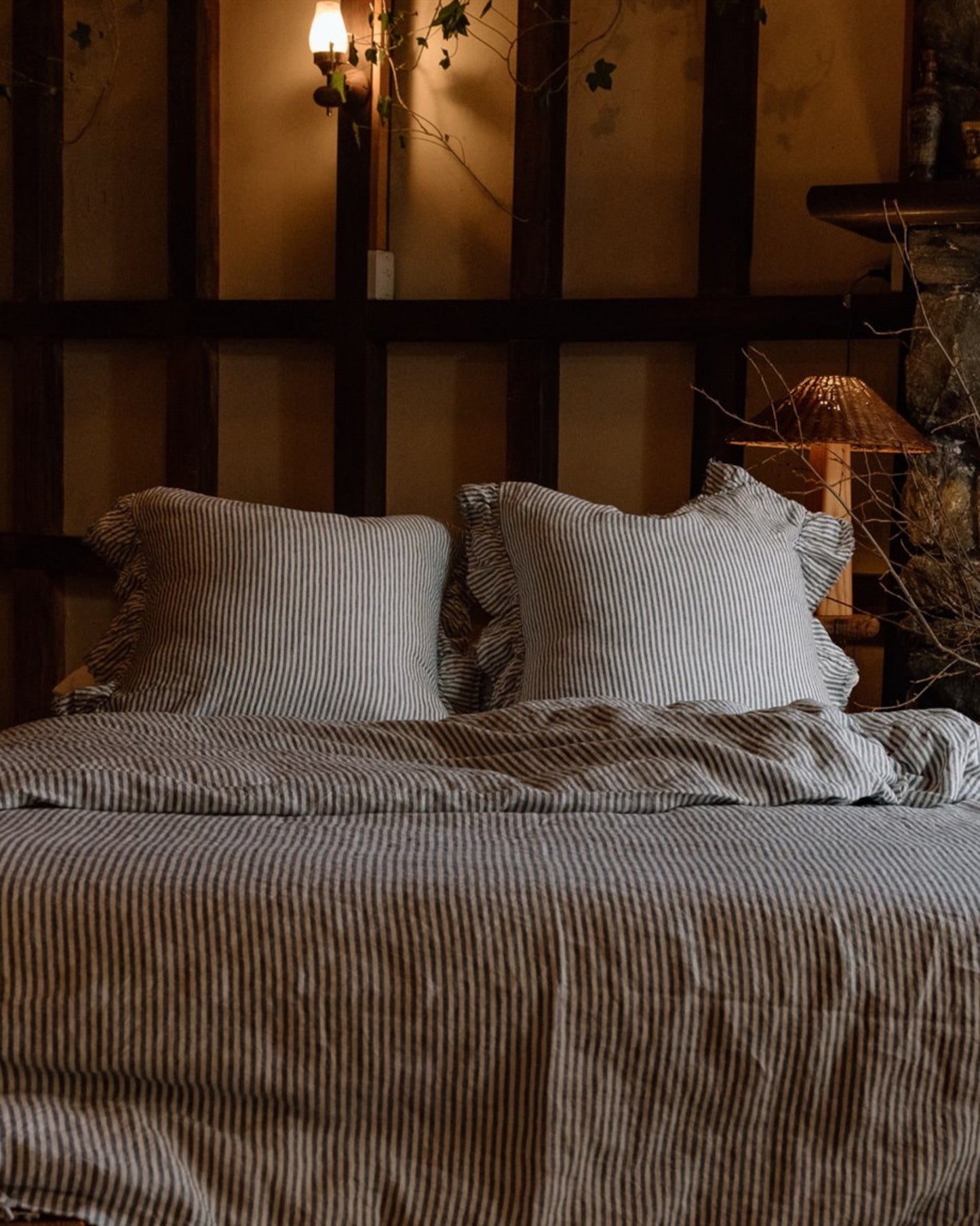 LE LIN CHARCOAL STRIPES DUVET