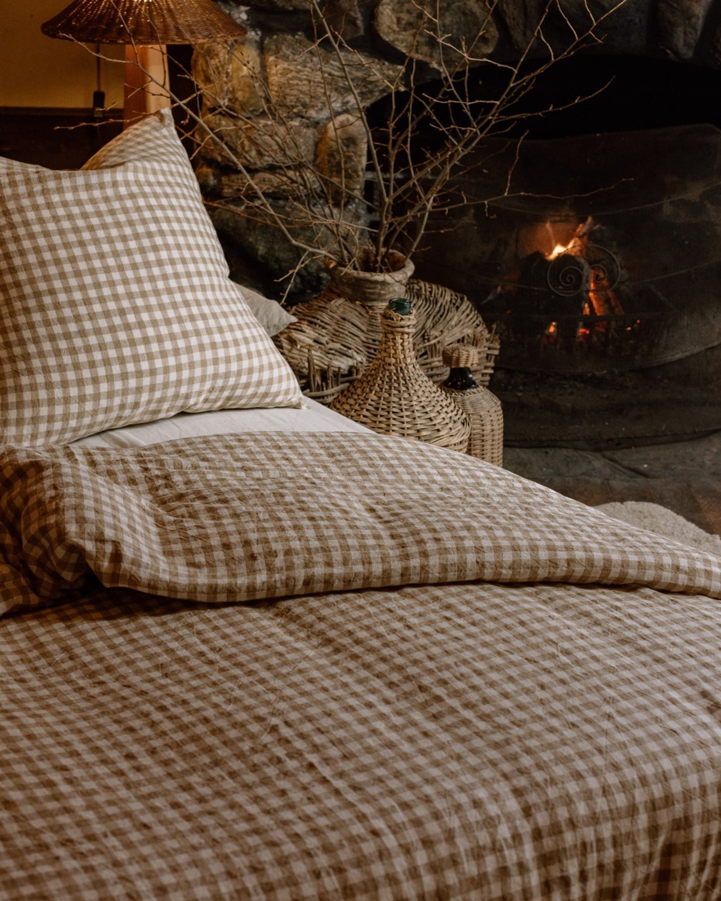 LE LIN NATURAL GINGHAM EURO PILLOW CASES
