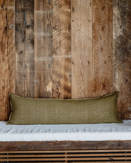 LUCA LINEN LONG LUMBAR COVER - OLIVE