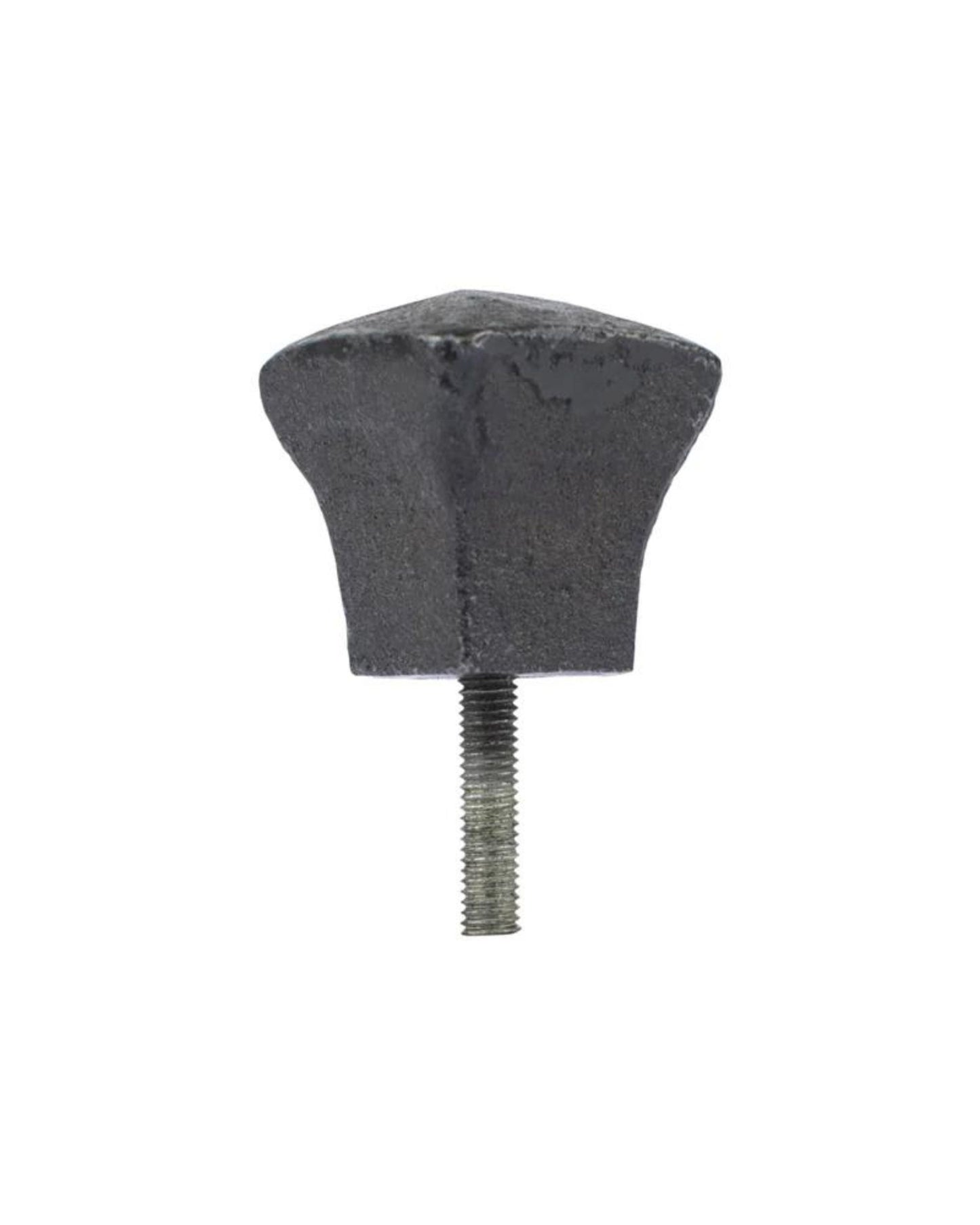 The LYRE DRAWER KNOB by Society Ink is a black, star-shaped knob made from forged materials and includes a protruding threaded screw underneath, set against a white background.