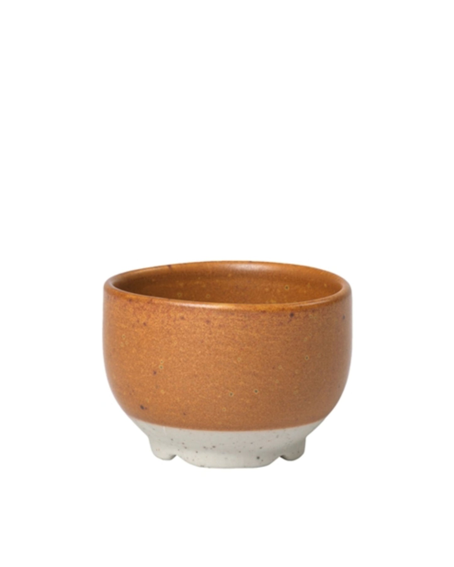 This small ceramic bowl from Broste's Eli collection, known as the ELI MINI BOWL, boasts a speckled brown finish and a rounded shape with a slightly lighter textured base. Its reactive glaze enhances its artisanal charm, making it an ideal addition to Japanese tableware settings against a white background.