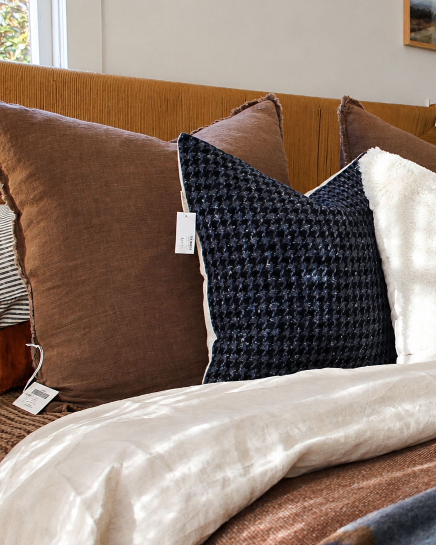 RALPH LAUREN CUSTOM MADE HOUNDSTOOTH WOOL CUSHION COVER