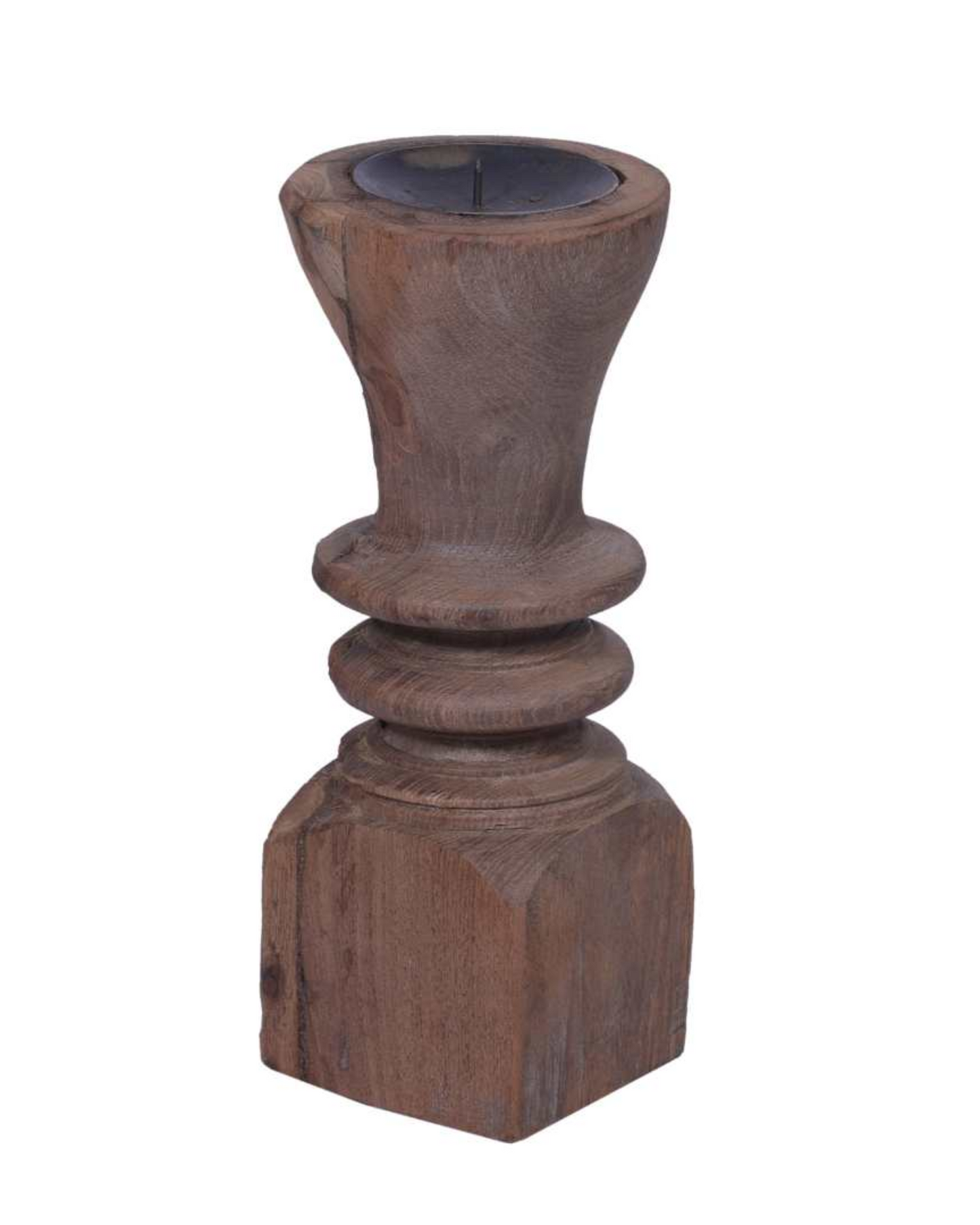 OLD WOODEN CANDLE STICK