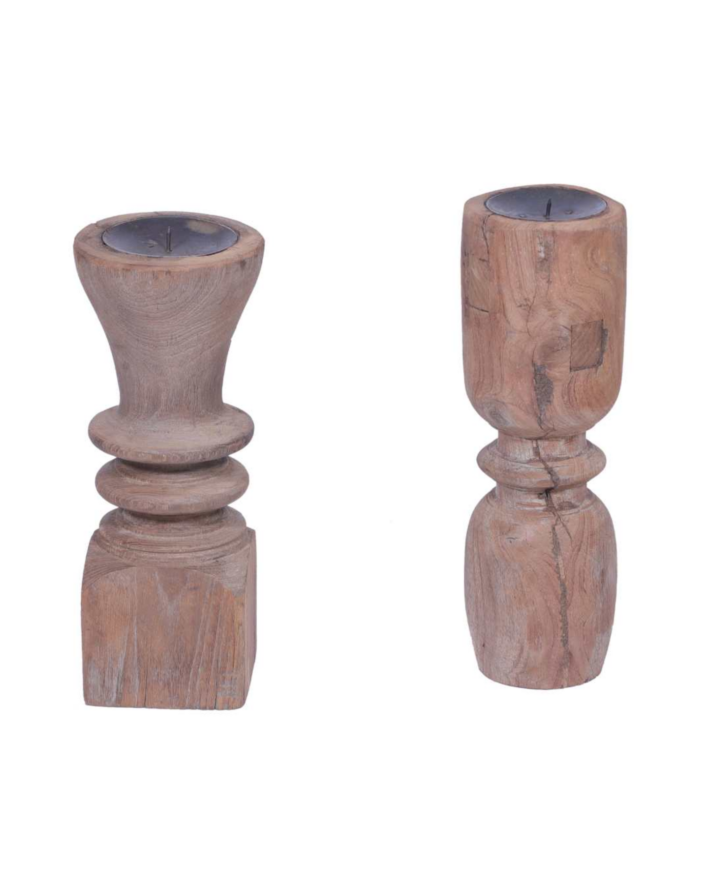 OLD WOODEN CANDLE STICK