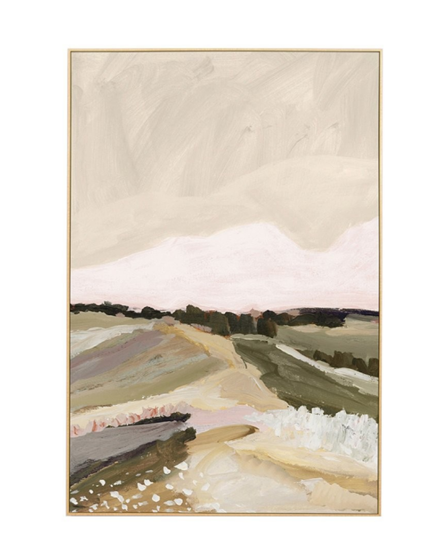 Over The Meadow Green Framed Canvas