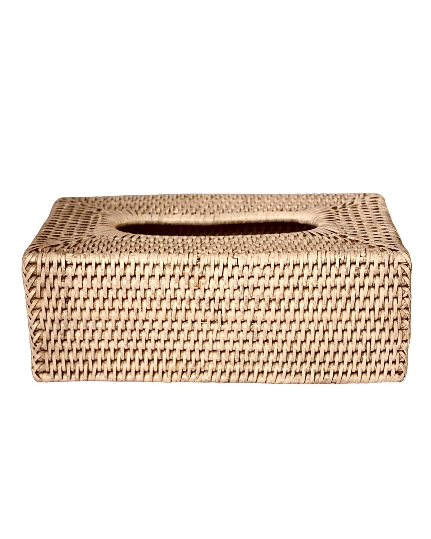 RECTANGLE RATTAN TISSUE BOX COVER - NATURAL