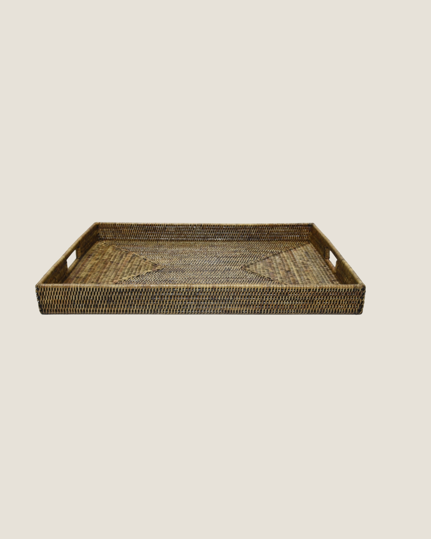 RATTAN RECTANGLE TRAY BROWN MED