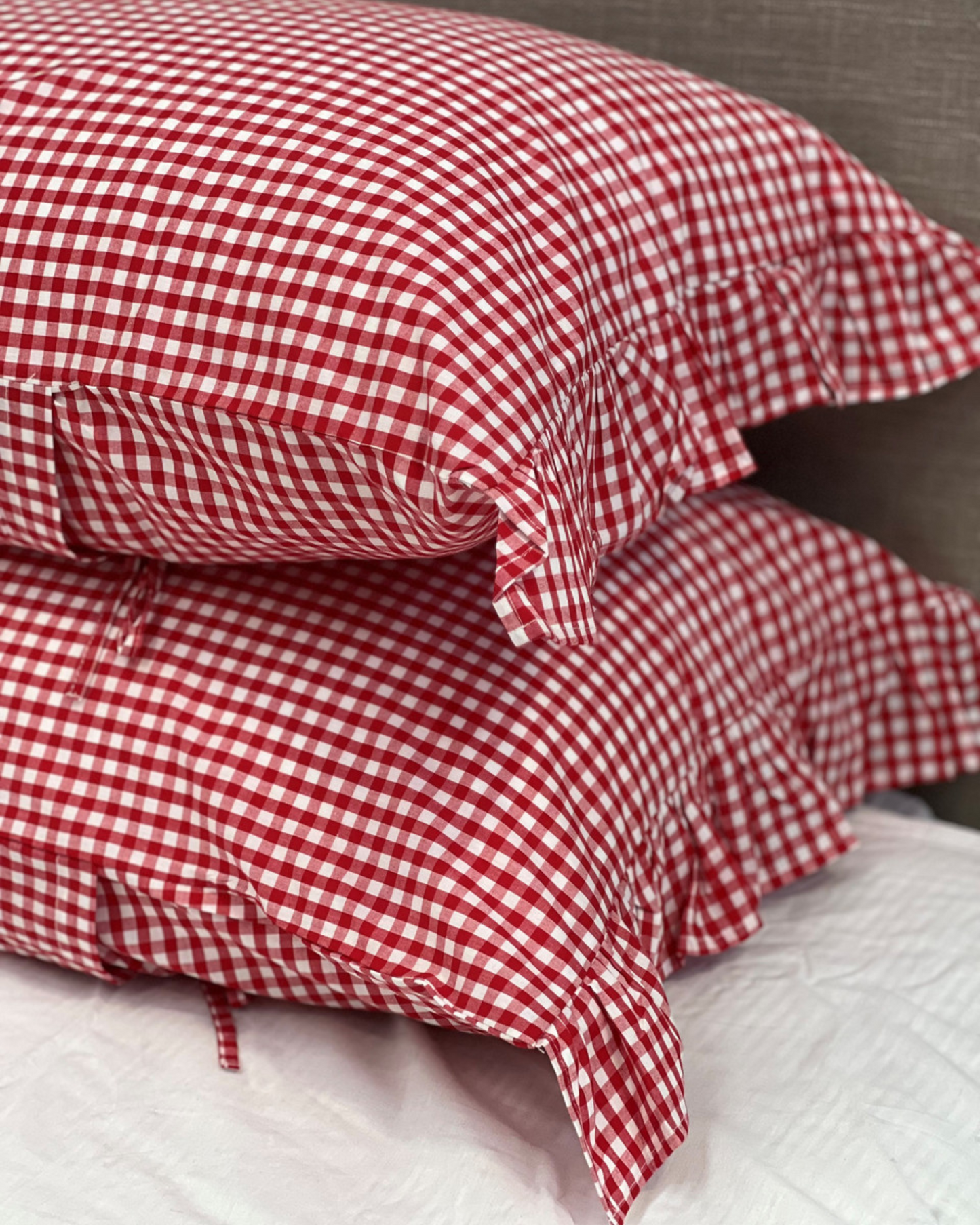 CHECK FRILL PILLOWCASE SET