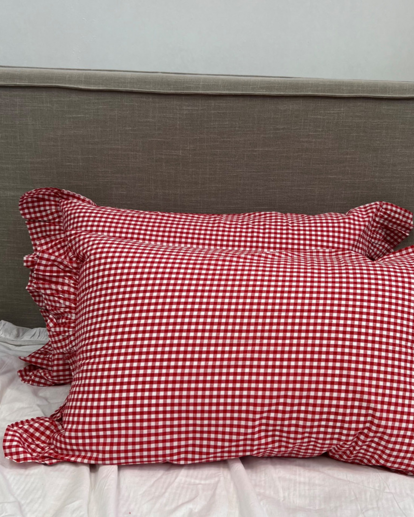 CHECK FRILL PILLOWCASE SET