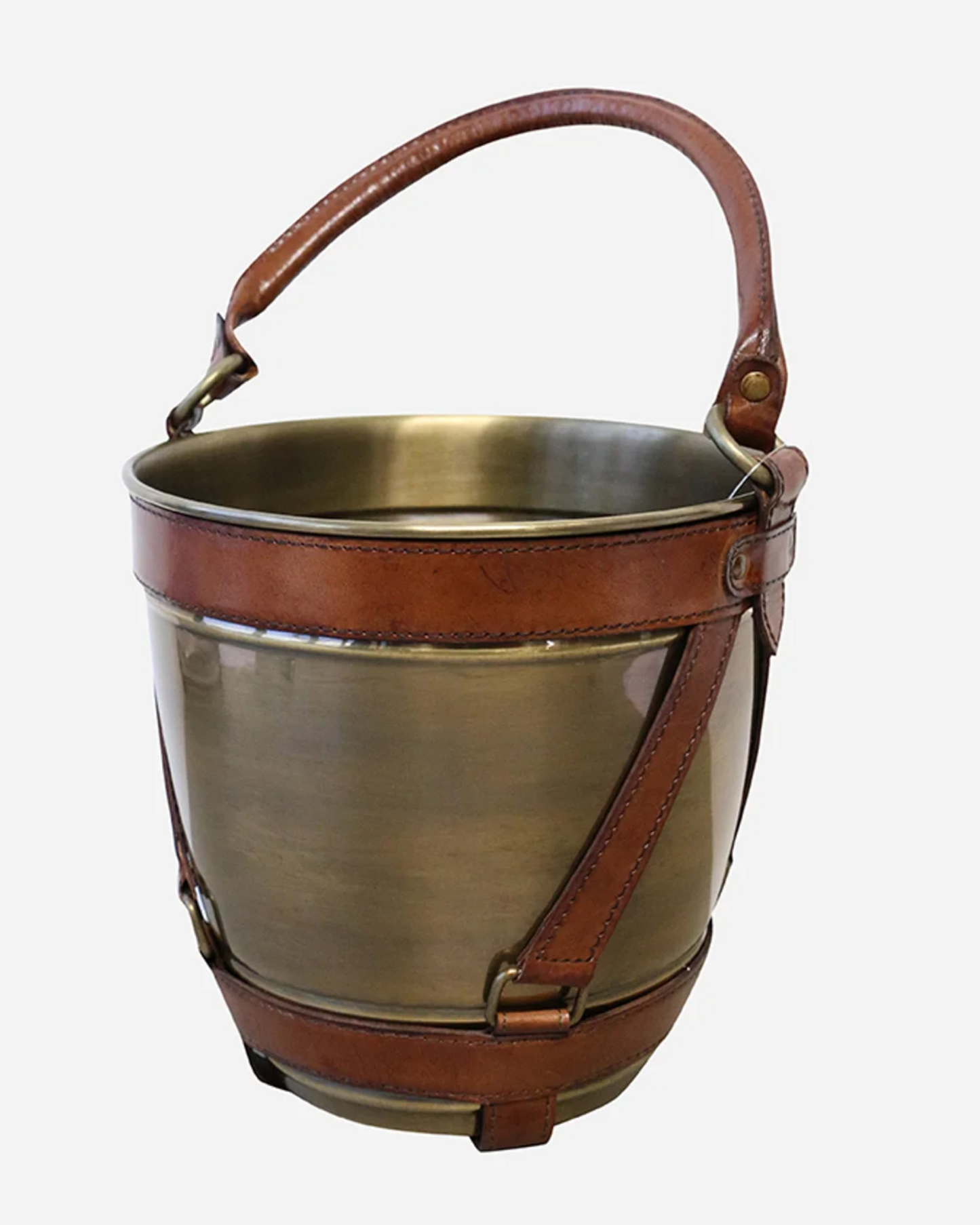 RIVIERA BRASS WINE COOLED WITH LEATHER HANDLES