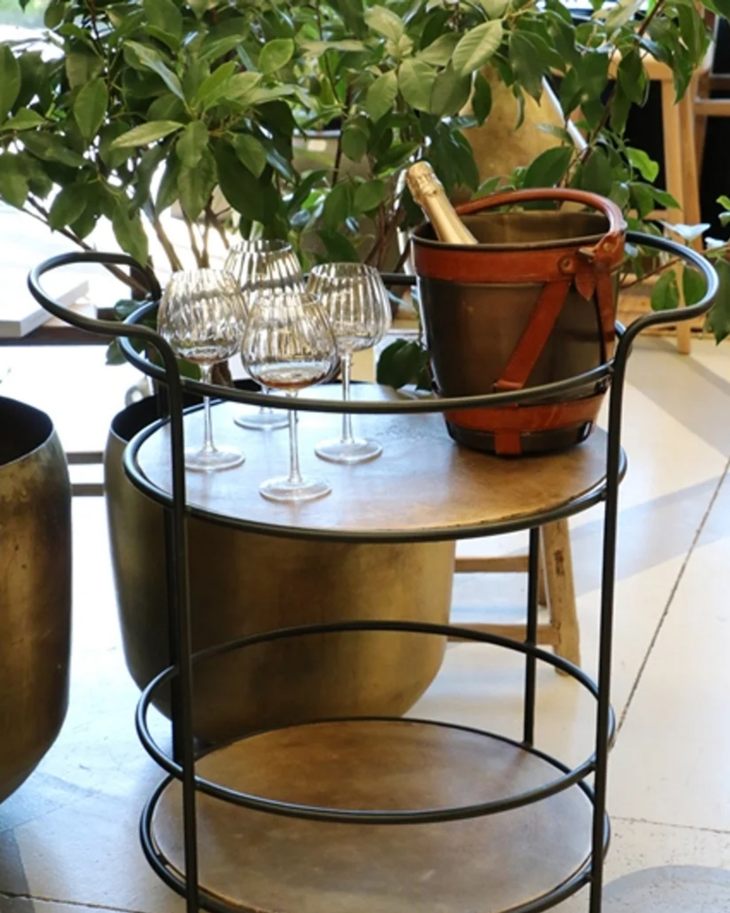 RIVIERA BRASS WINE COOLED WITH LEATHER HANDLES