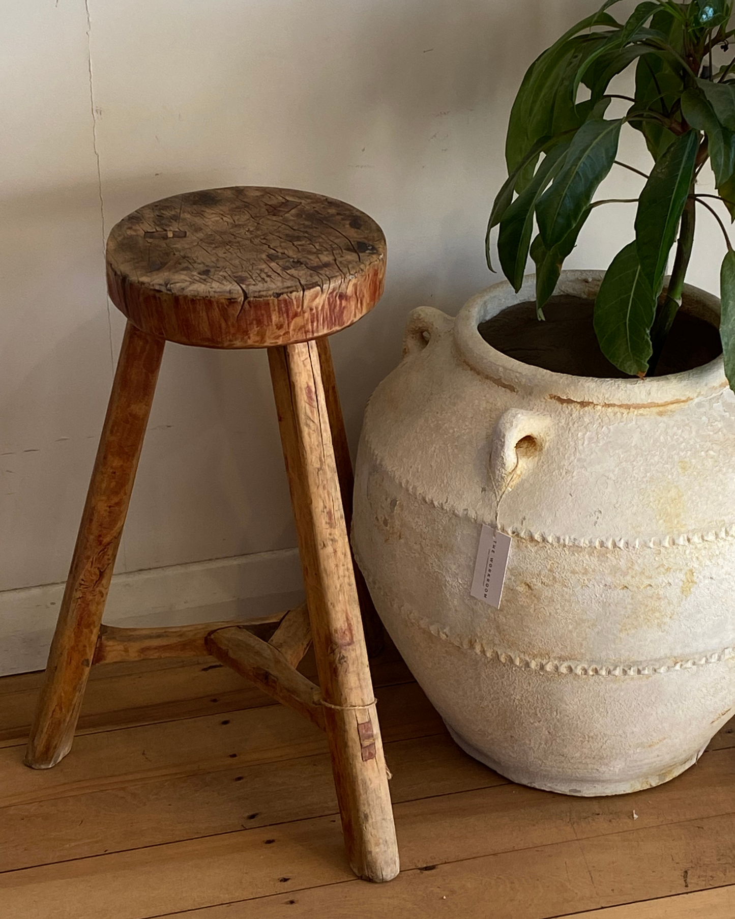 ORIGINAL WOODEN ROUND STOOL - LARGE