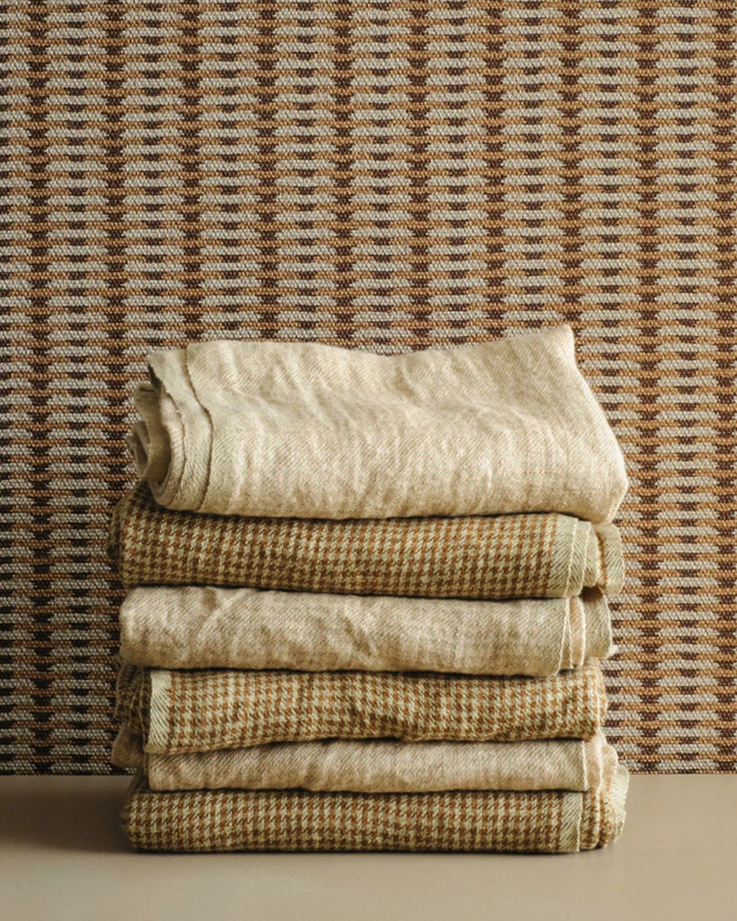 TEA TOWEL - SEPIA HOUNDSTOOTH