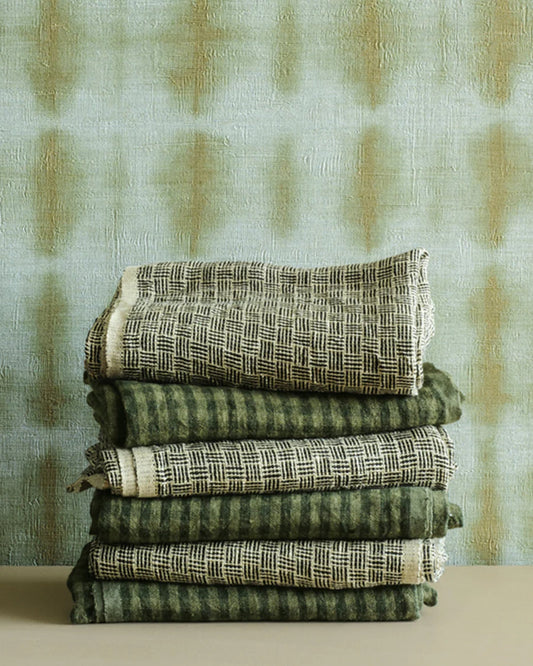 TEA TOWEL - NATURAL STRIPE CHECK