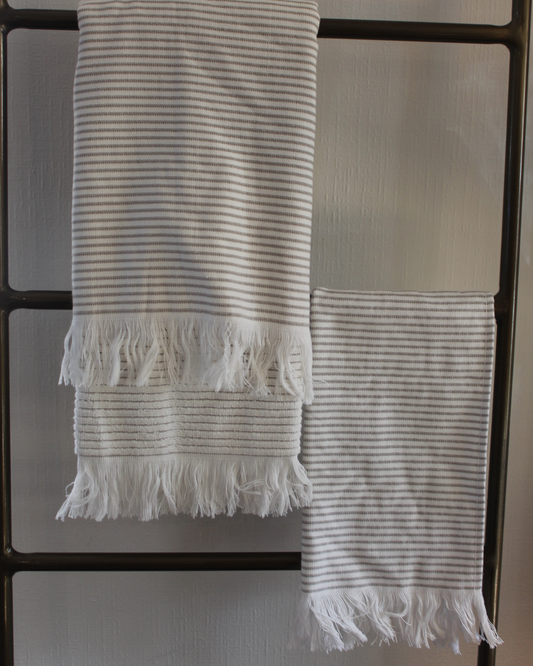 LULU HAND TOWEL - TAUPE STRIPE