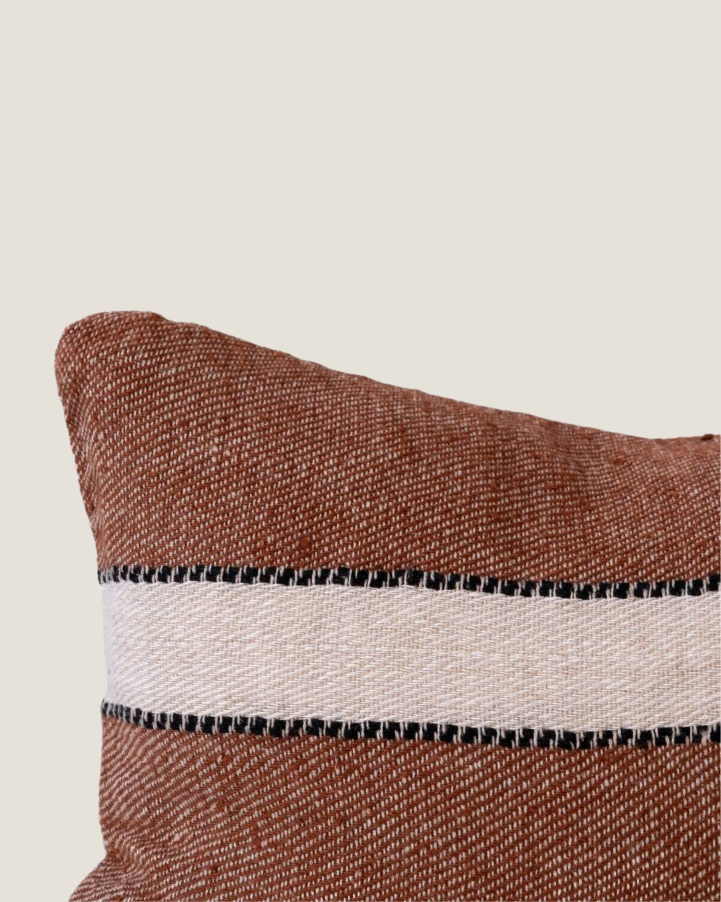 TRUMAN CUSHION - RUST W/ STRIPE 50 x 50