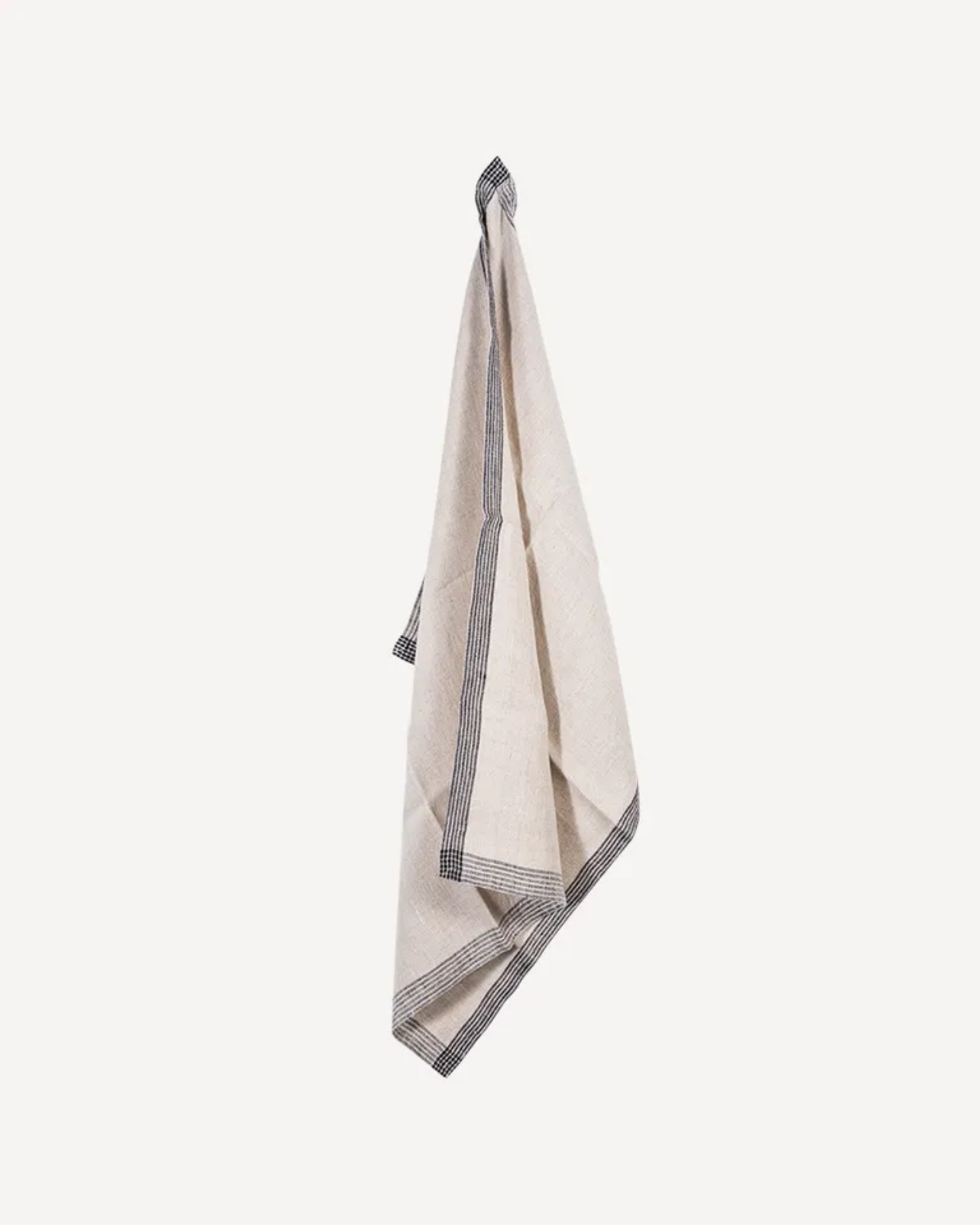 WOVEN BORDER TEA TOWEL - NATURAL AND BLACK