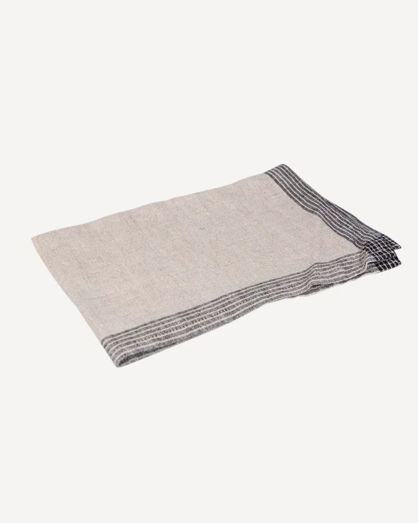 WOVEN BORDER TEA TOWEL - NATURAL AND BLACK