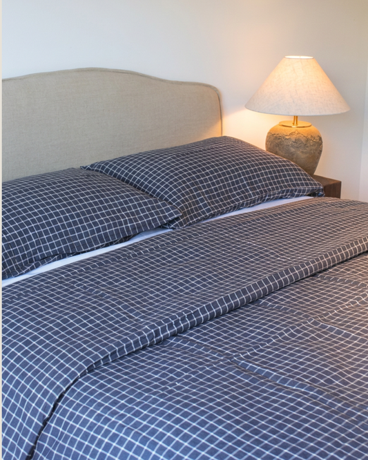 LE LIN DUVET - NAVY GRID
