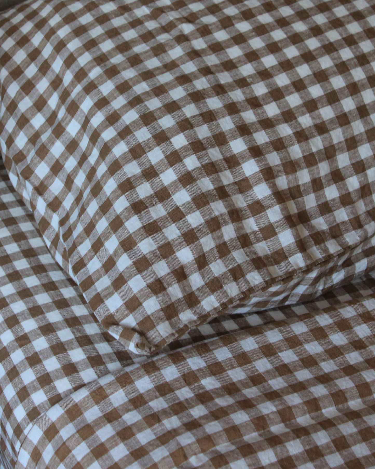 LE LIN SHEET SET - CHOCOLATE GINGHAM