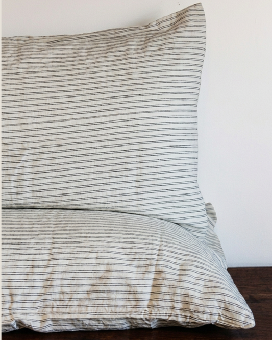LE LIN STD PILLOWCASE SET - DOUBLE PINSTRIPE