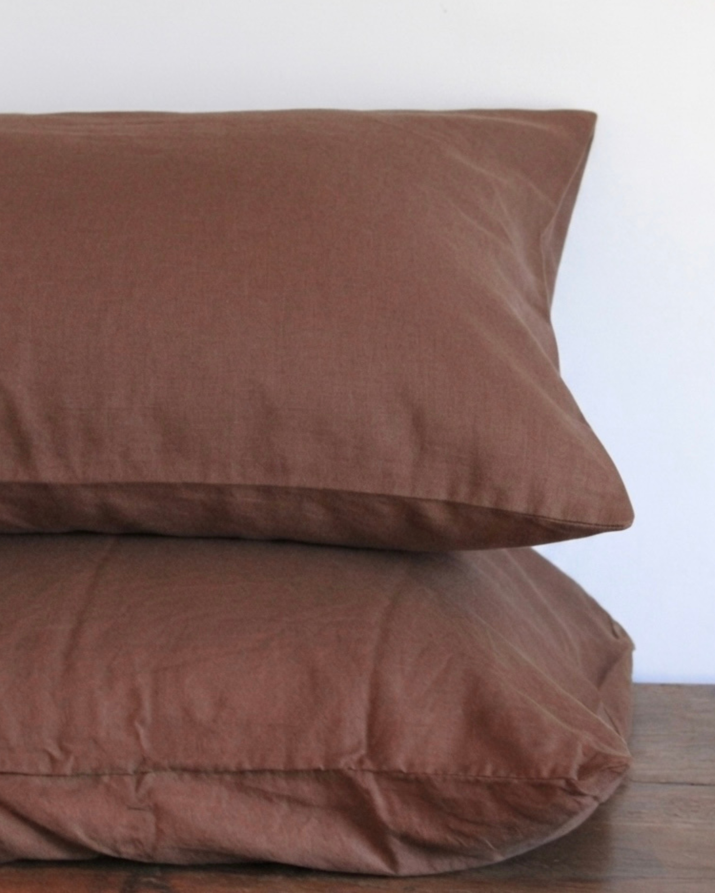 LE LIN STD PILLOW CASE SET - CHOCOLATE