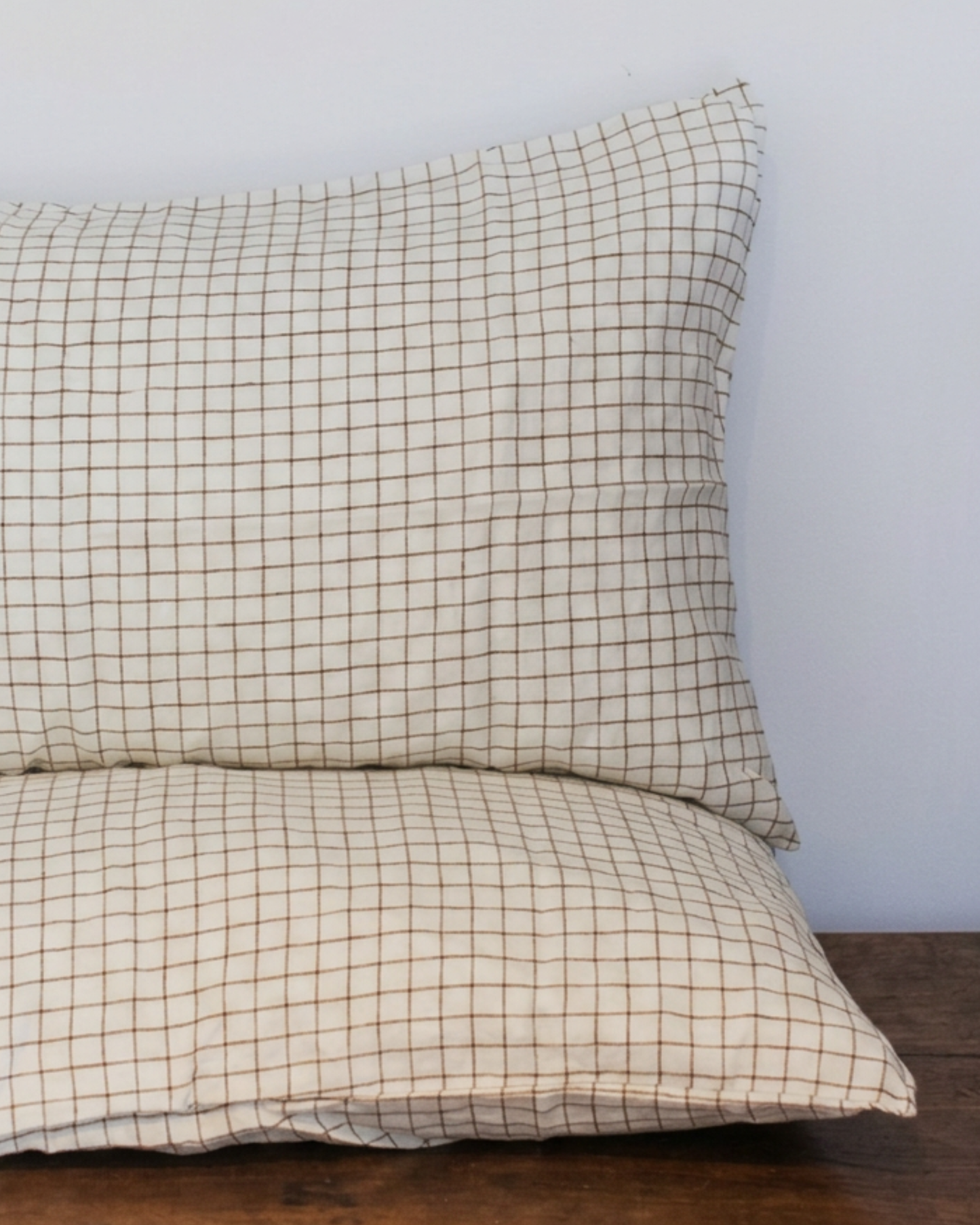 LE LIN STD PILLOWCASE SET - CINNAMON GRID