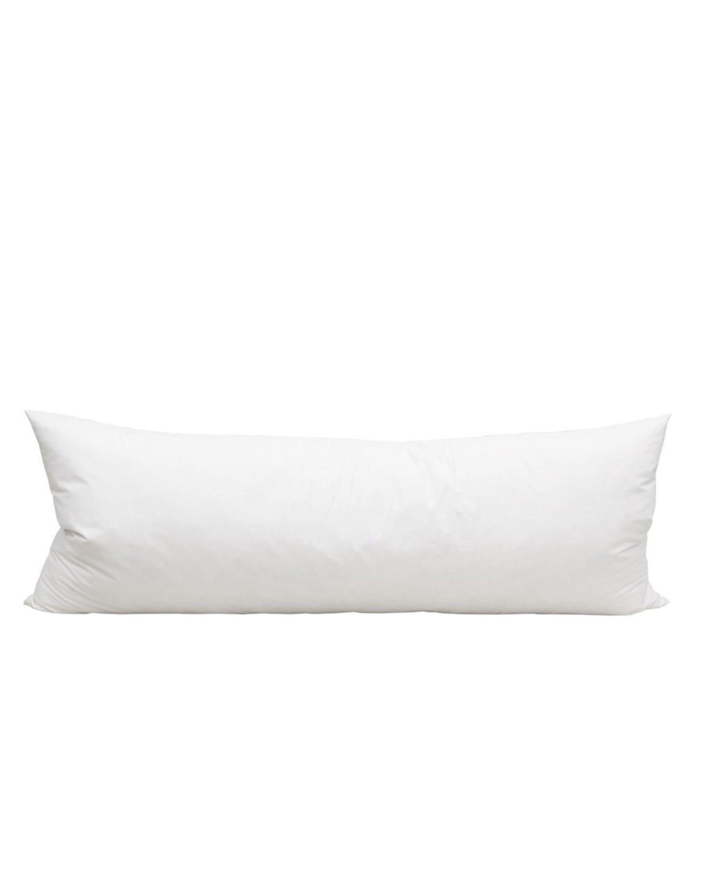 The INNER 130x50 from Hawthorne, a luxurious duck feather-filled long body pillow in plain white, is positioned against a simple, neutral background. The pillow appears plush and soft, making it ideal for comfort and support.