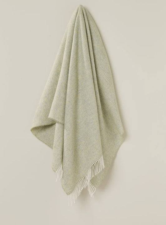 HERRINGBONE NEW ZEALAND PURE WOOL THROW - SAGE