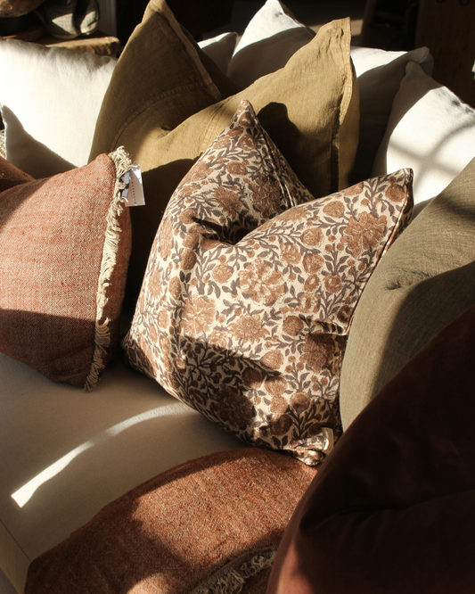 ABIGAIL FLORAL HANDBLOCK CUSHION COVER