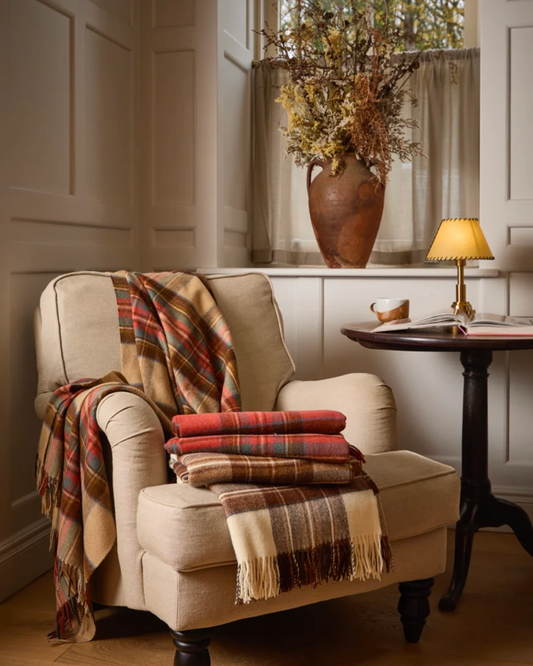 ANTIQUE ROYAL STEWART MERINO THROW