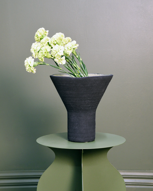 BALISE WIDE MOUTH TALL VASE - BLACK/GREEN