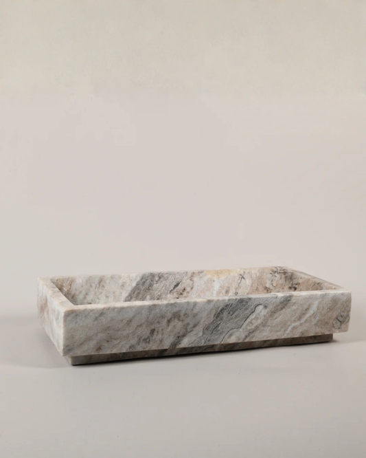 BEIGE RECTANGLE MARBLE DISH/BOWL
