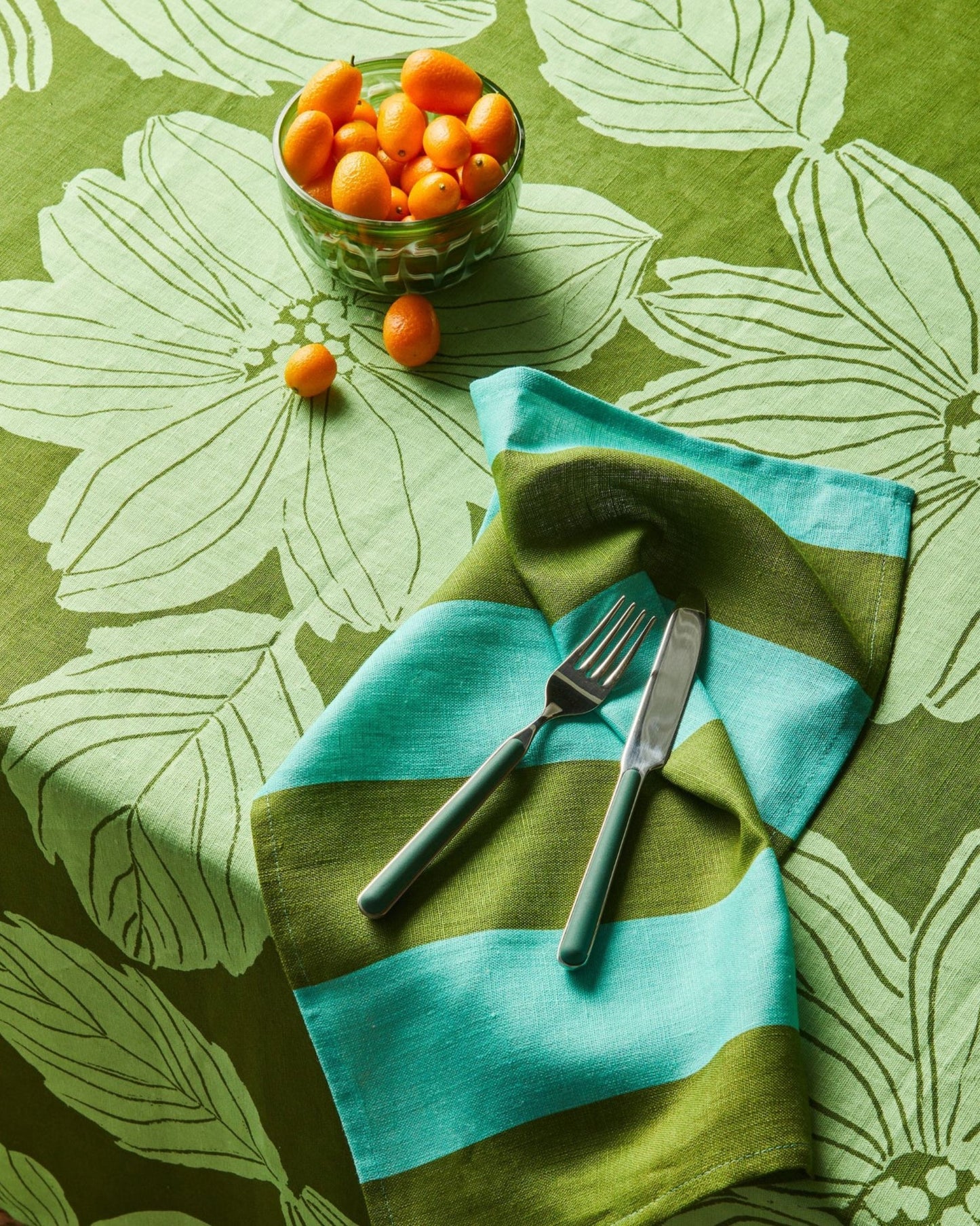 BIG STRIPE MINT NAPKINS